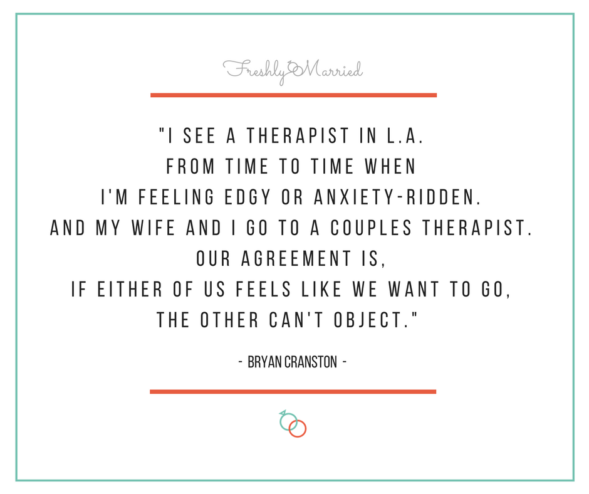 misconceptions about therapy, common misconceptions about therapy, misconceptions about counseling, what is counseling really like, what is therapy like, what is counseling like, what is therapy really like, therapy, experience with going to therapy, couples therapy, seeking help through therapy, considering going to therapy, marriage advice, marriage help, newlywed help, encouraging your spouse to see a therapist, wanting to see a therapist, what to expect in therapy, what to expect with seeing a therapist, marriage help, lds newlyweds, bryan cranston quotes, celebrity marriage quotes, celebrity quotes about marriage, celebrities go to a therapist, celebrities who see a therapist, bryan cranston and therapy